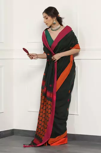 Multicolor  cotton handloom khadi cotton saree