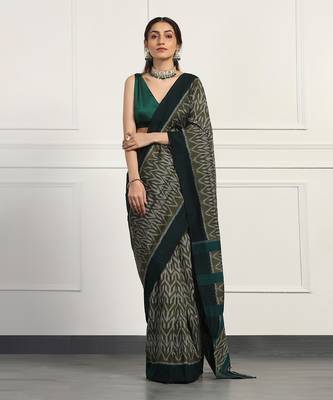 Multicolor Cotton Handloom Ikat Saree Without Blouse 1