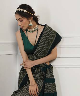 Multicolor Cotton Handloom Ikat Saree Without Blouse 5