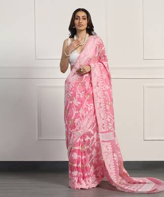 Multicolor  silk handloom jamdani on resham silk 1