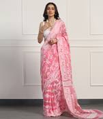 Multicolor  silk handloom jamdani on resham silk