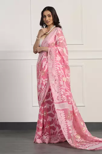 Multicolor  silk handloom jamdani on resham silk
