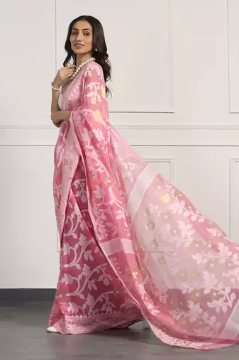 Multicolor  silk handloom jamdani on resham silk