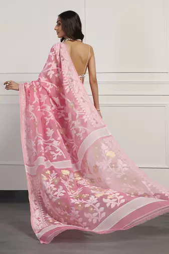 Multicolor  silk handloom jamdani on resham silk