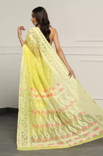 Multicolor  silk handloom jamdani on resham silk