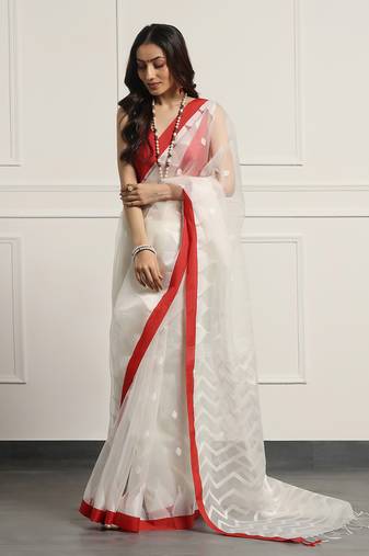 Multicolor Linen Handloom Linen Saree Without Blouse