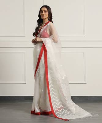Multicolor Linen Handloom Linen Saree Without Blouse 2