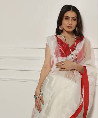 Multicolor Linen Handloom Linen Saree Without Blouse 5