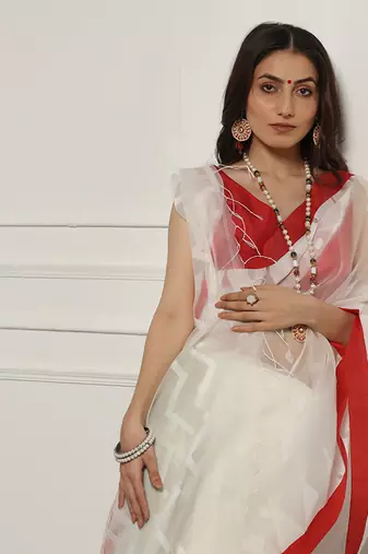 Multicolor Linen Handloom Linen Saree Without Blouse