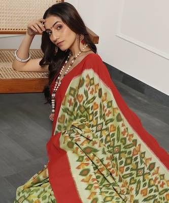 Multicolor  cotton handloom ikat saree 5