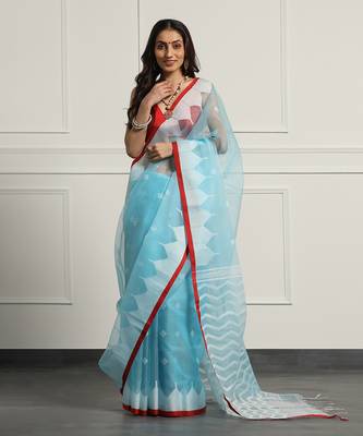 Multicolor Linen Handloom Linen Saree Without Blouse 1