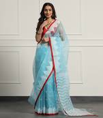 Multicolor Linen Handloom Linen Saree Without Blouse