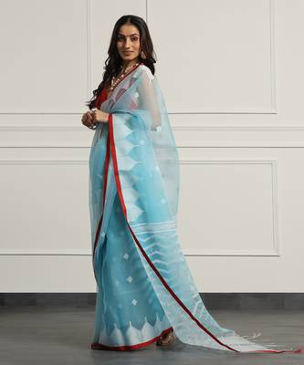 Multicolor Linen Handloom Linen Saree Without Blouse 2