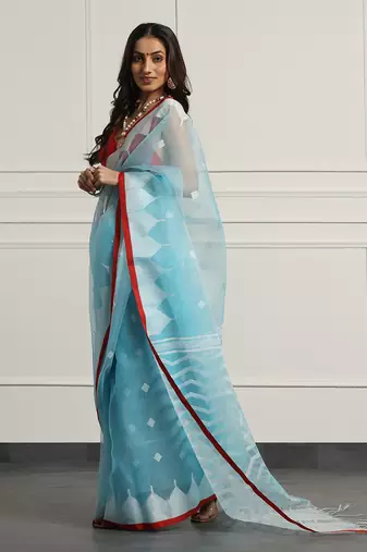 Multicolor Linen Handloom Linen Saree Without Blouse