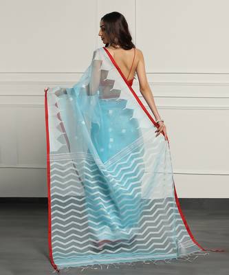 Multicolor Linen Handloom Linen Saree Without Blouse 5