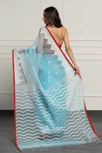 Multicolor Linen Handloom Linen Saree Without Blouse