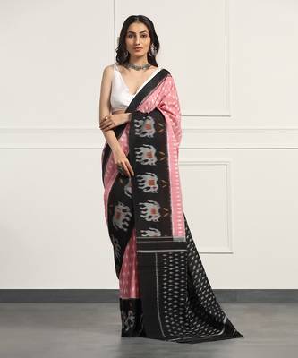 Multicolor Cotton Handloom Ikat Saree Without Blouse 1