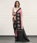Multicolor Cotton Handloom Ikat Saree Without Blouse