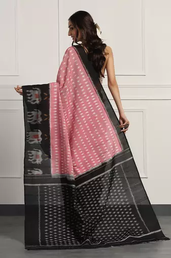 Multicolor Cotton Handloom Ikat Saree Without Blouse