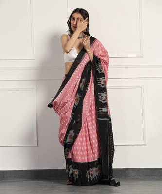 Multicolor Cotton Handloom Ikat Saree Without Blouse 5