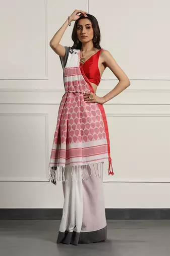 Multicolor  cotton handloom khadi cotton saree