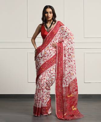 Multicolor  silk handloom jamdani on resham silk 1