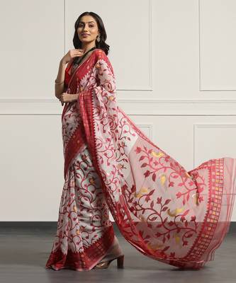 Multicolor  silk handloom jamdani on resham silk 3