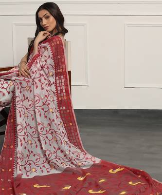 Multicolor  silk handloom jamdani on resham silk 5