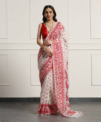 Multicolor  silk handloom jamdani on resham silk 1