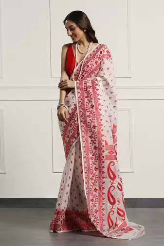 Multicolor  silk handloom jamdani on resham silk