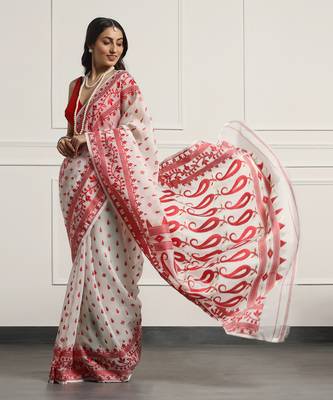 Multicolor  silk handloom jamdani on resham silk 4