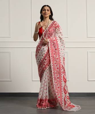 Multicolor  silk handloom jamdani on resham silk 5