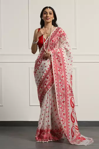 Multicolor  silk handloom jamdani on resham silk