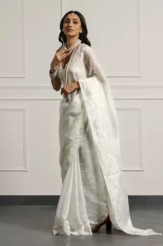 Multicolor  silk handloom jamdani on resham silk