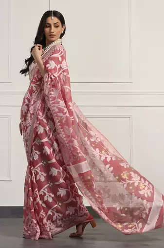 Multicolor  silk handloom jamdani on resham silk