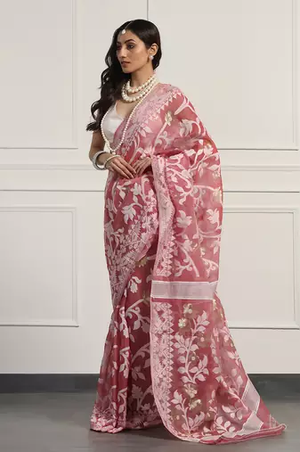 Multicolor  silk handloom jamdani on resham silk