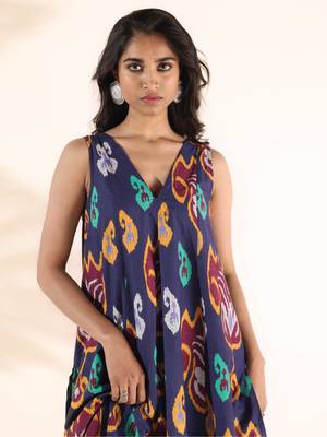  purple cotton ikat sleeveless kurta pant set 3