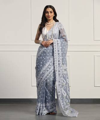 Multicolor  silk handloom jamdani on resham silk 1