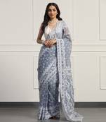 Multicolor  silk handloom jamdani on resham silk