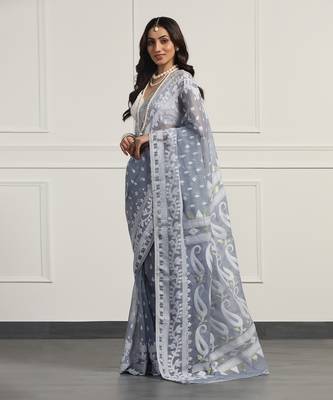 Multicolor  silk handloom jamdani on resham silk 2