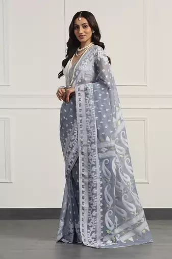 Multicolor  silk handloom jamdani on resham silk