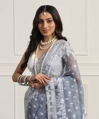 Multicolor  silk handloom jamdani on resham silk 5