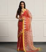 Multicolor Linen Handloom Linen Saree Without Blouse