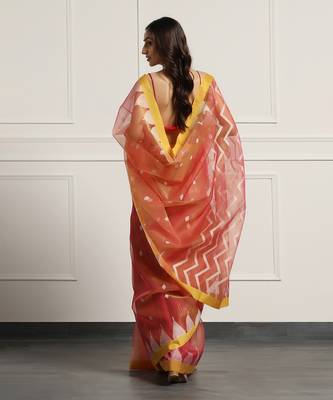 Multicolor Linen Handloom Linen Saree Without Blouse 4