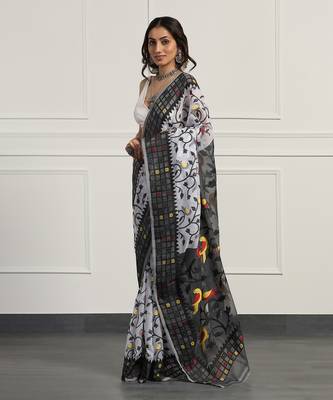 Multicolor  silk handloom jamdani on resham silk 2