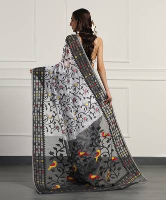 Multicolor  silk handloom jamdani on resham silk 4