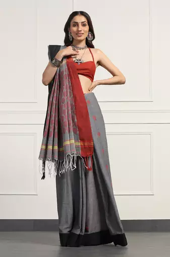 Multicolor  cotton handloom khadi cotton saree