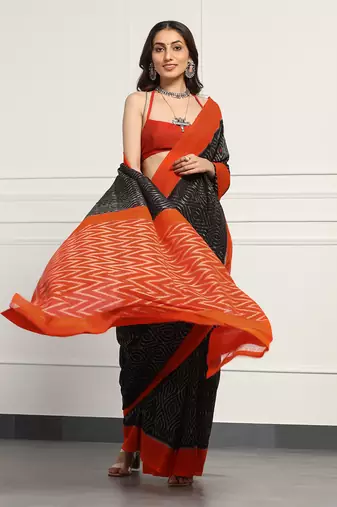 Multicolor  cotton handloom ikat saree