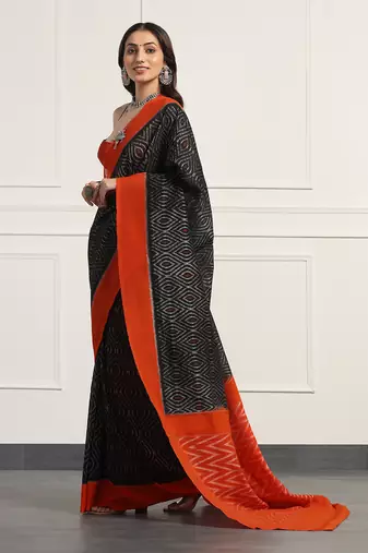 Multicolor  cotton handloom ikat saree