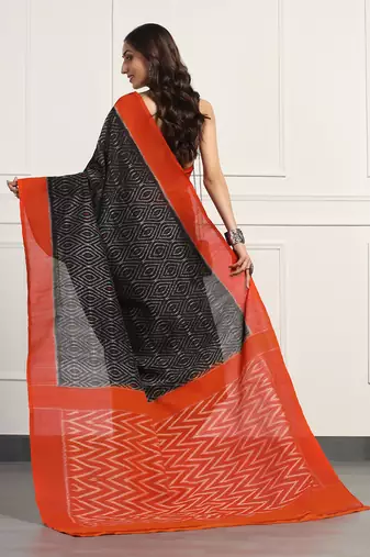 Multicolor  cotton handloom ikat saree